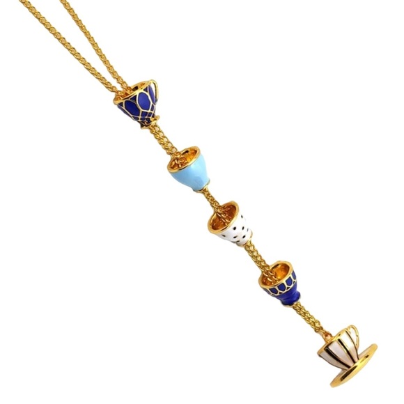 Blue Tea Time Cups Alice in Wonderland Necklace - Picture 7 of 9